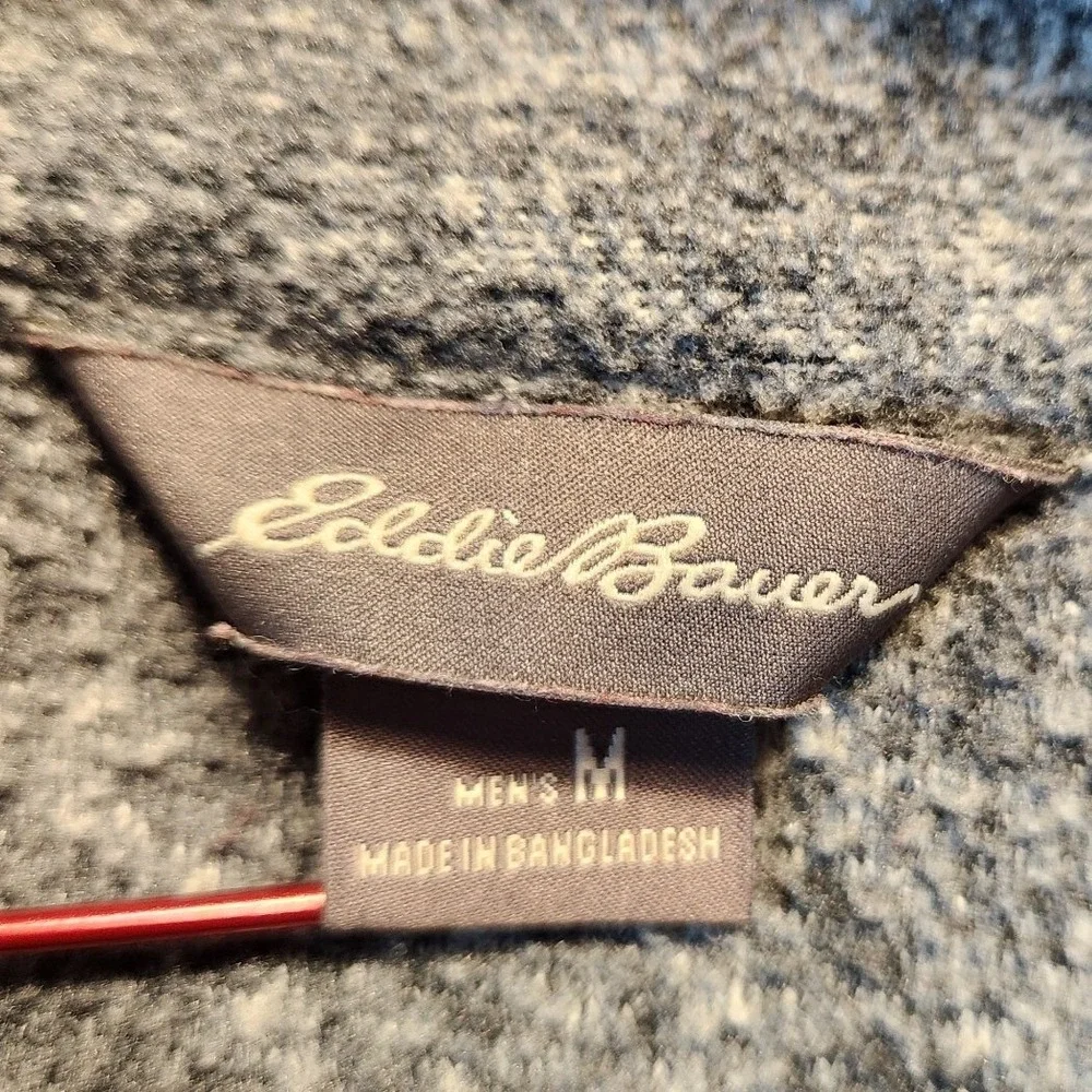 Eddie Bauer Sweatshirt Mens Medium Gray Fleece Lined Mock Neck‎ Quarter Zip